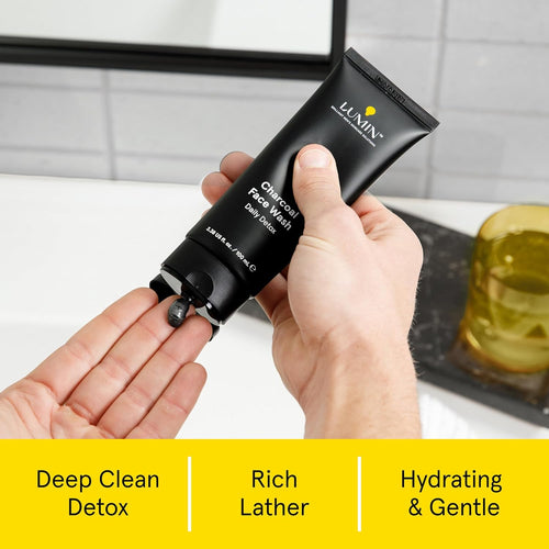 Charcoal Face Wash Daily Detox, Purifying Cleanser for Men with Charcoal, Rose Oil & Centella, 100Ml - Everyday Essentials